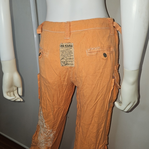 DA-NANG Orange Cargo Pants 100% Silk Size XS - Picture 6 of 16